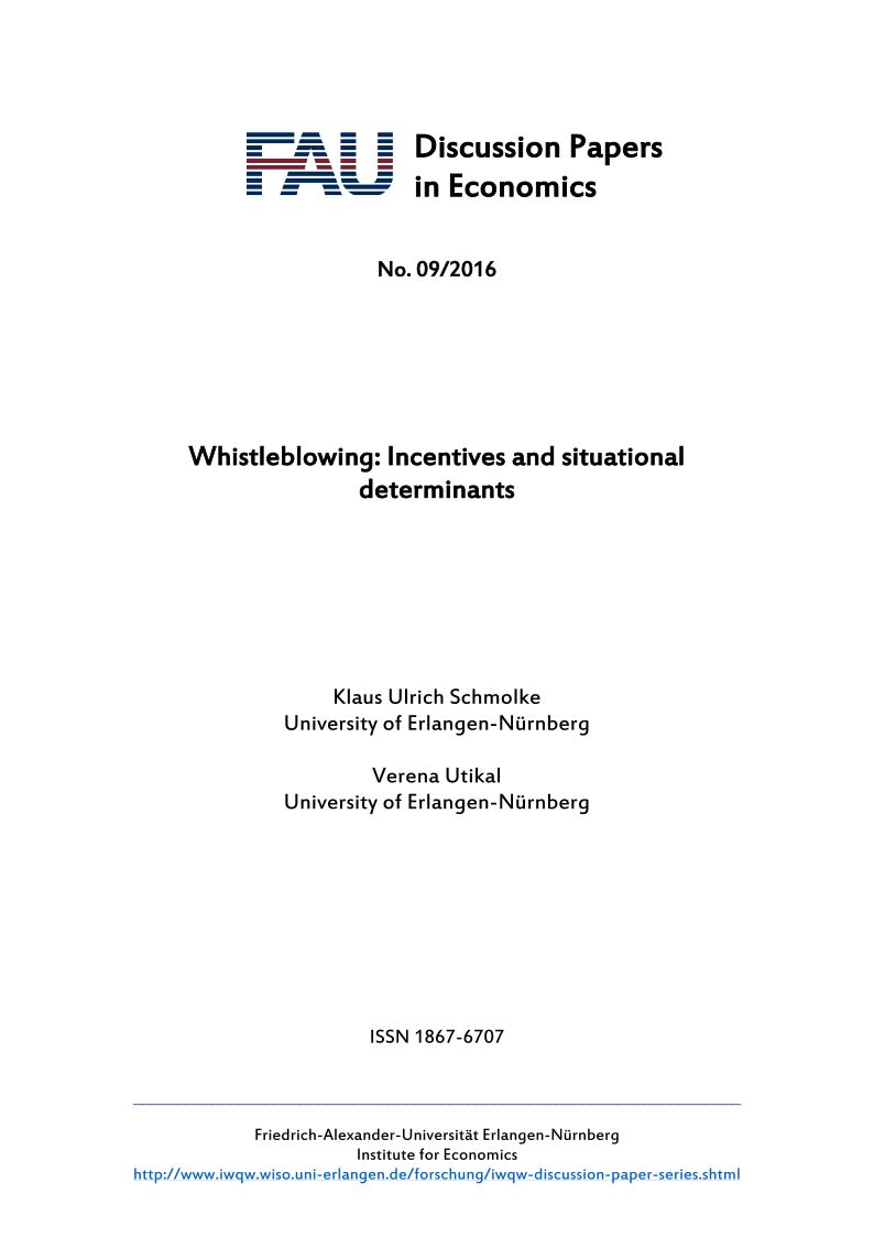 Zum Artikel "Whistleblowing: Incentives and Situational Determinants"